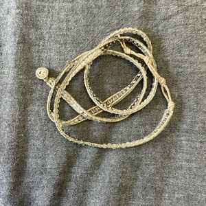 Silver leather wrapped bracelet.